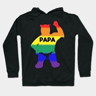 Papa Bear Waving Bear with Gay Pride Hoodie